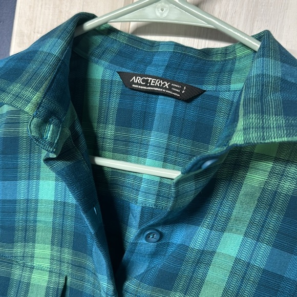 Arcteryx Women’s Addison Flannel Blue Green Checkered Size Small - Picture 2 of 7